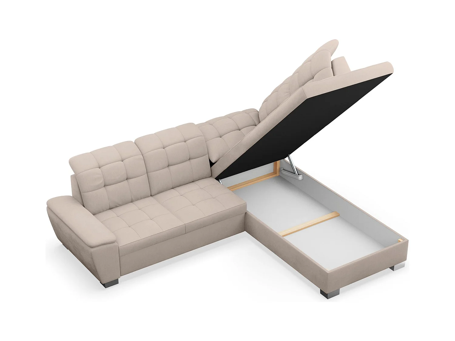 Canapé d'angle convertible L – beige– côté droit – JAMAAL