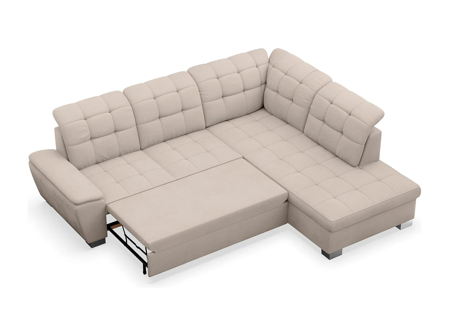 Ecksofa - Schlaffunktion und Stauraum - rechtsseitig - beige - JAMAAL