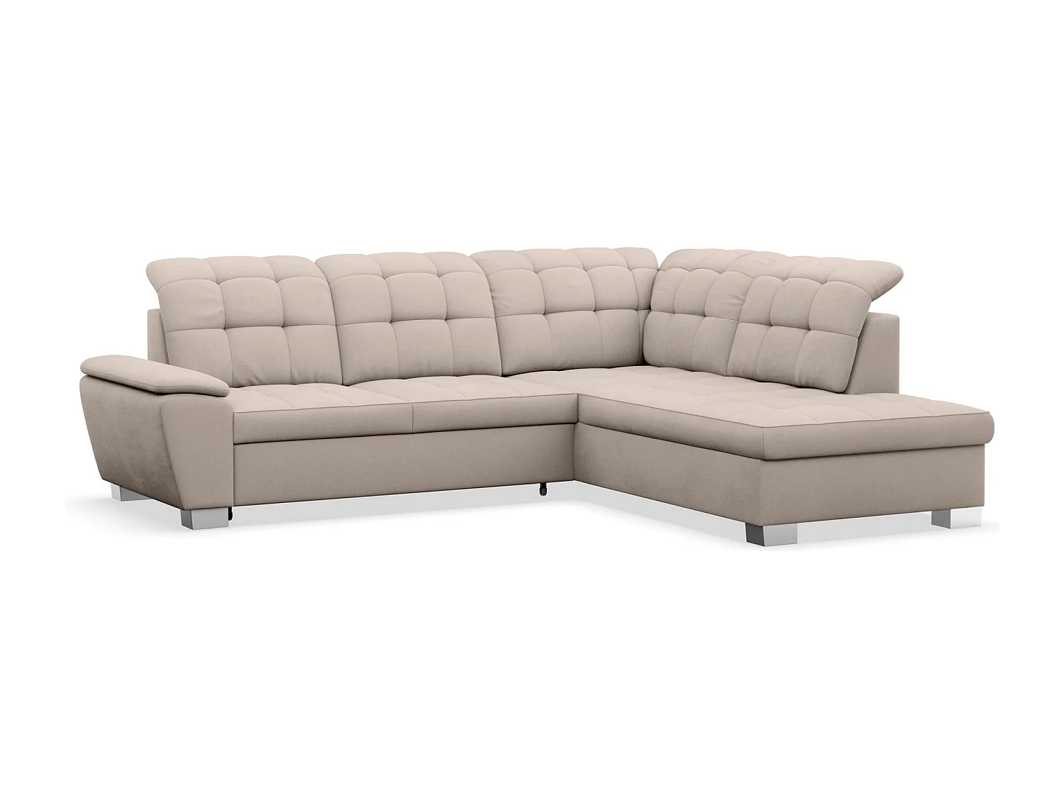 Ecksofa - Schlaffunktion und Stauraum - rechtsseitig - beige - JAMAAL