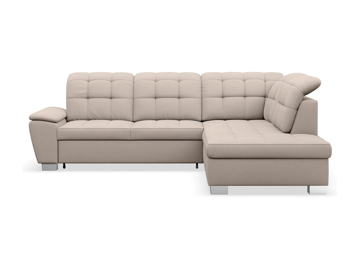 Ecksofa - Schlaffunktion und Stauraum - rechtsseitig - beige - JAMAAL