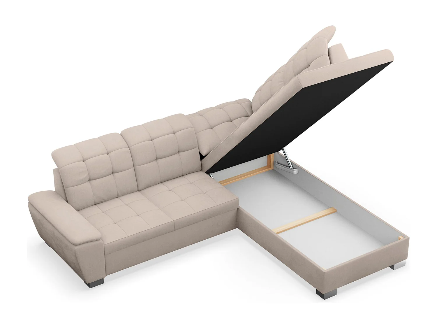 Ecksofa - Schlaffunktion und Stauraum - rechtsseitig - beige - JAMAAL