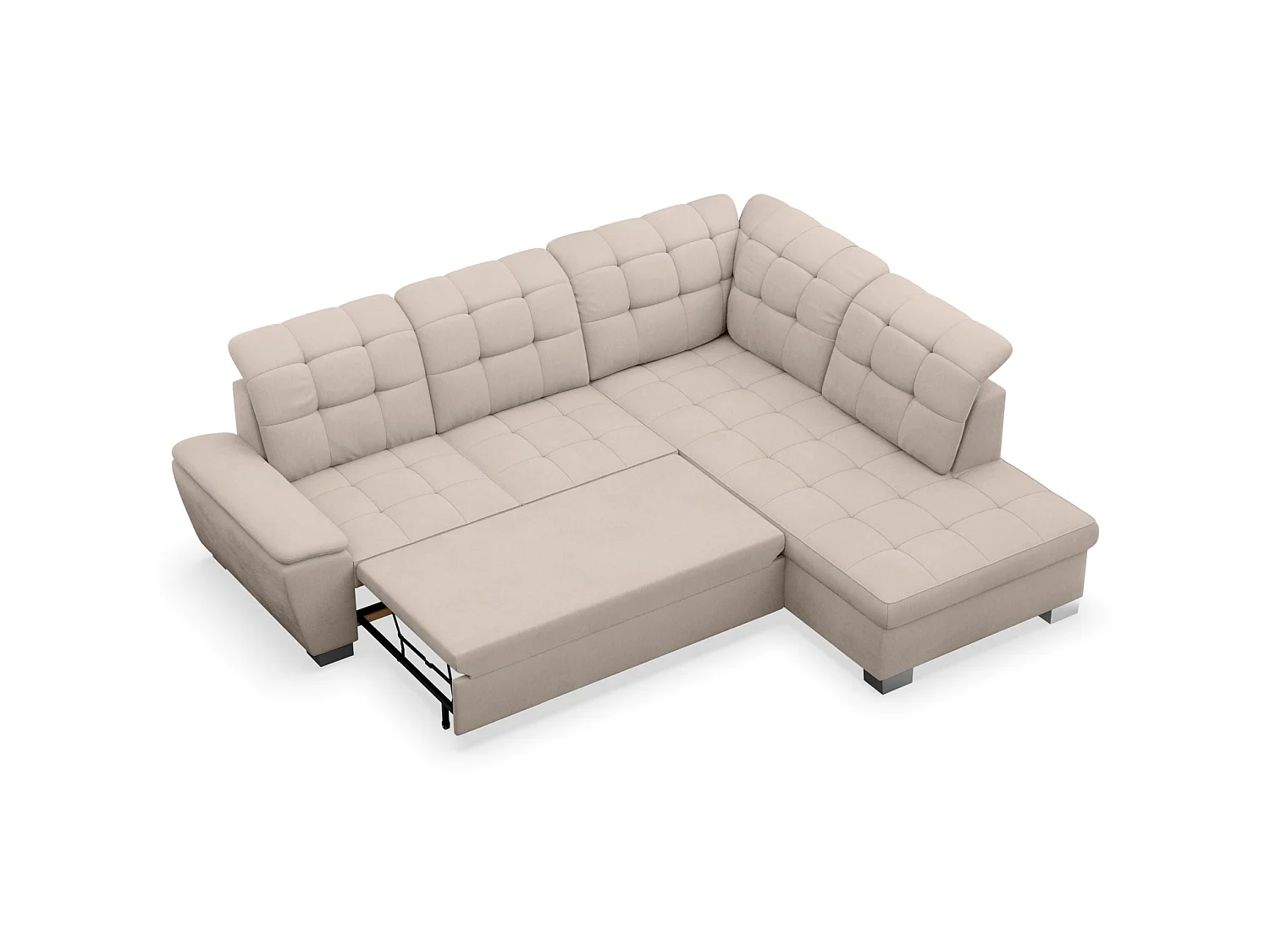 Canapé d'angle convertible L – beige– côté droit – JAMAAL