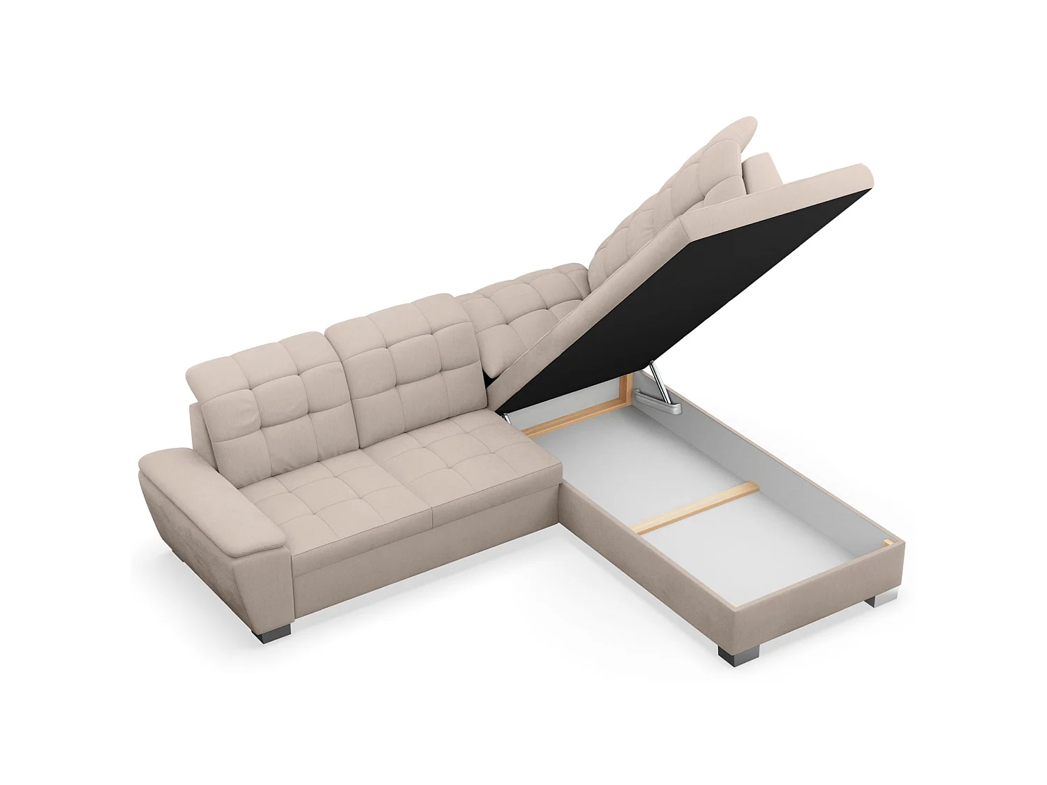 Canapé d'angle convertible L – beige– côté droit – JAMAAL