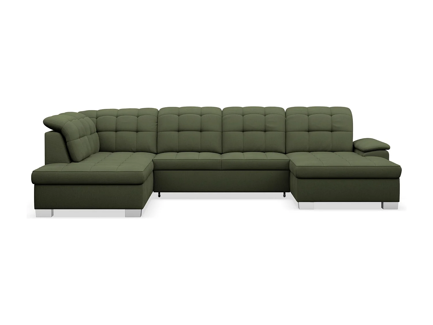 Canapé d'angle U convertible –vert olive tressé– côté droit – JAMAAL