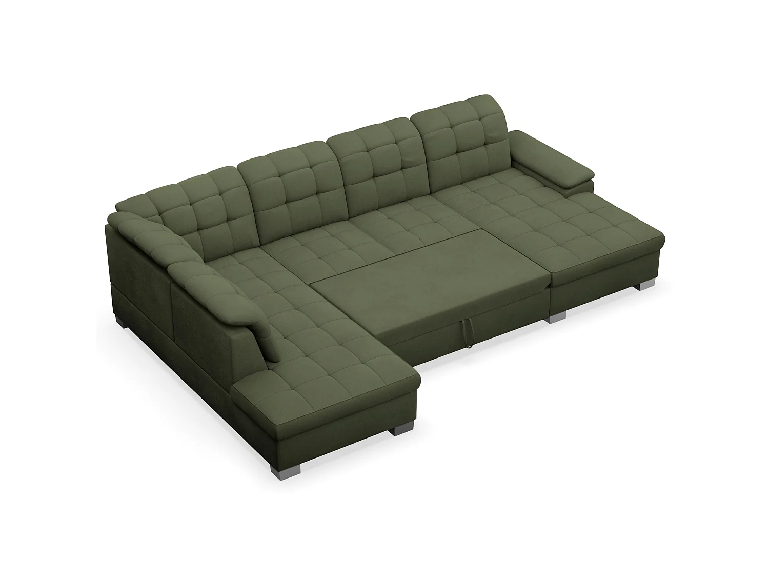 Wohnlandschaft - Schlaffunktion und Stauraum - rechtsseitig - khaki - JAMAAL