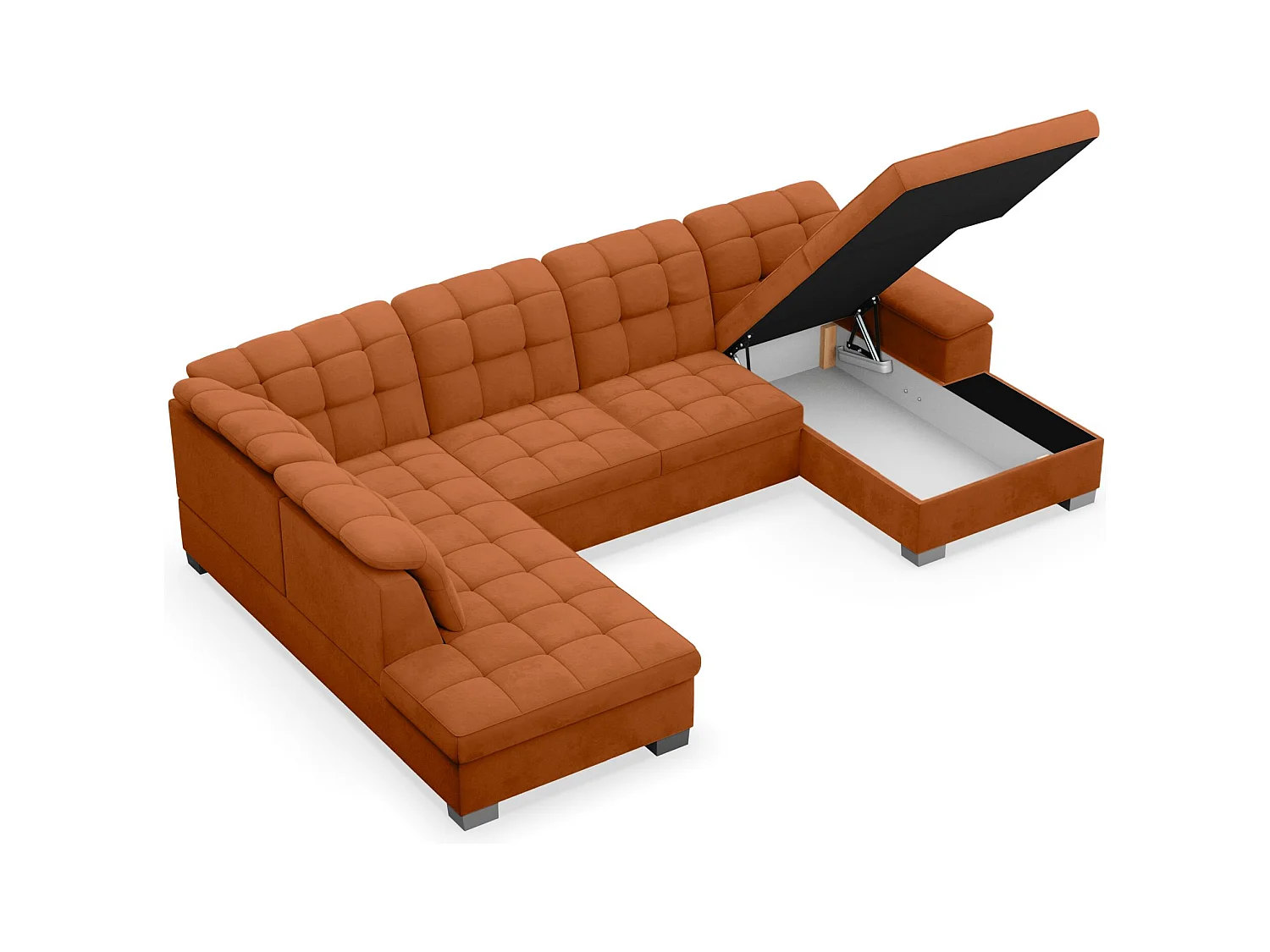 Canapé d'angle U convertible –couleur cuivre– côté droit – JAMAAL