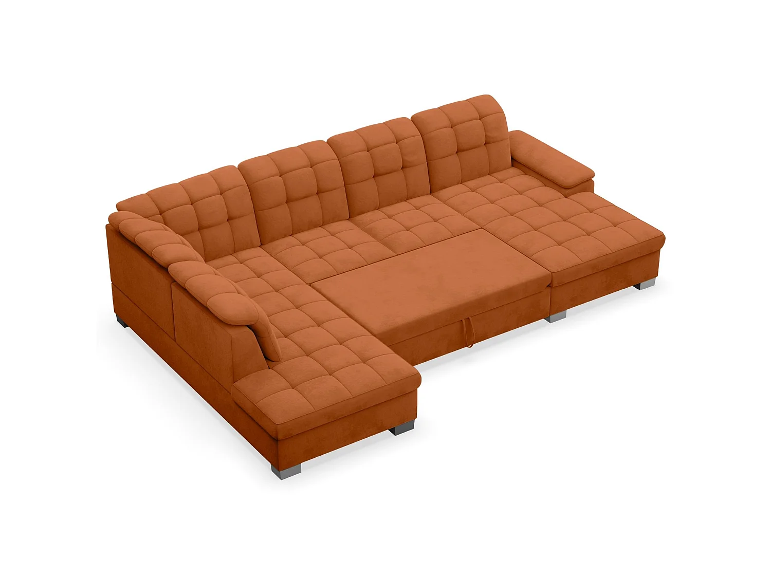 Canapé d'angle U convertible –couleur cuivre– côté droit – JAMAAL