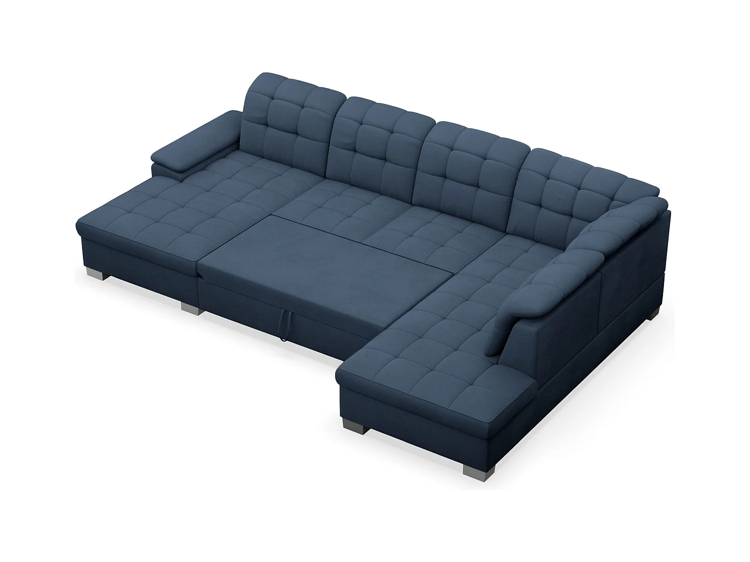 Canapé d'angle U convertible –marine blau tressé– côté gauche – JAMAAL