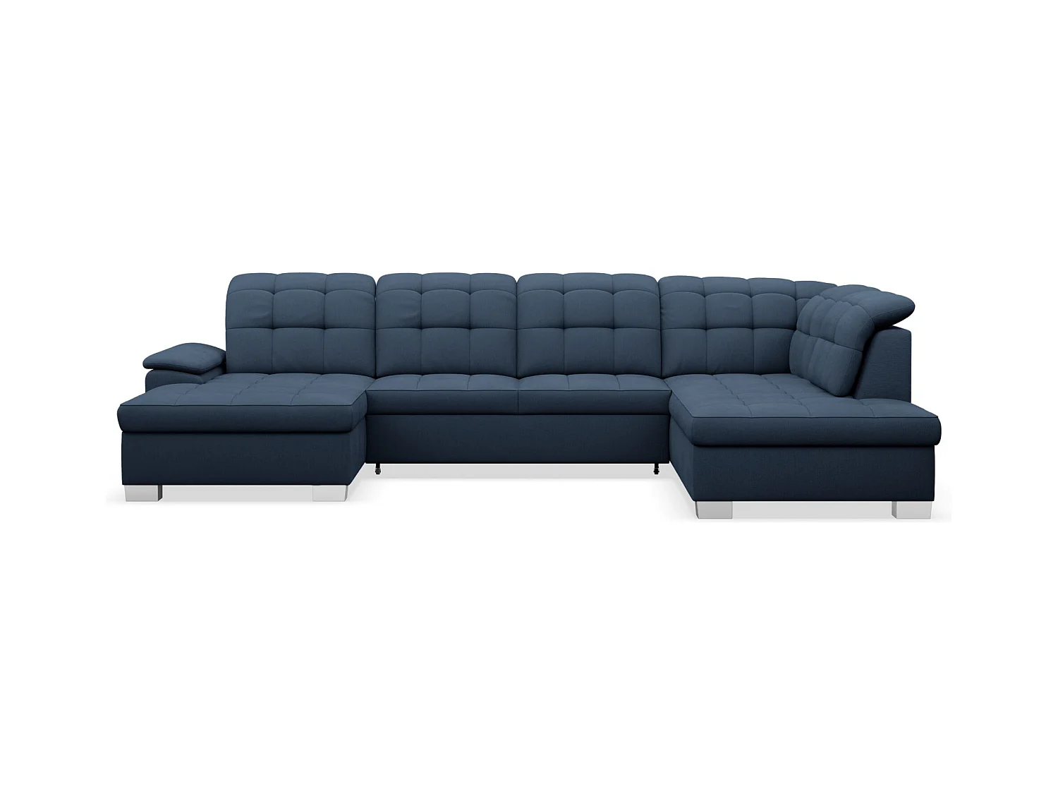 Canapé d'angle U convertible –marine blau tressé– côté gauche – JAMAAL