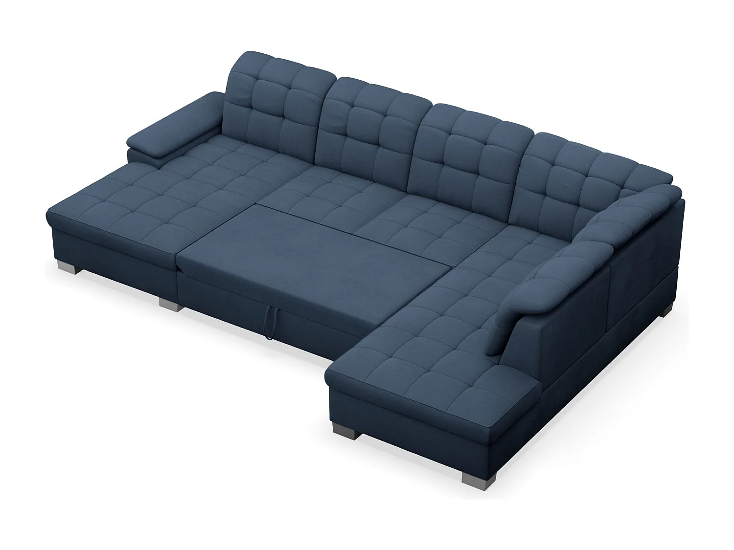 Wohnlandschaft - Schlaffunktion und Stauraum - linksseitig - marineblau - JAMAAL