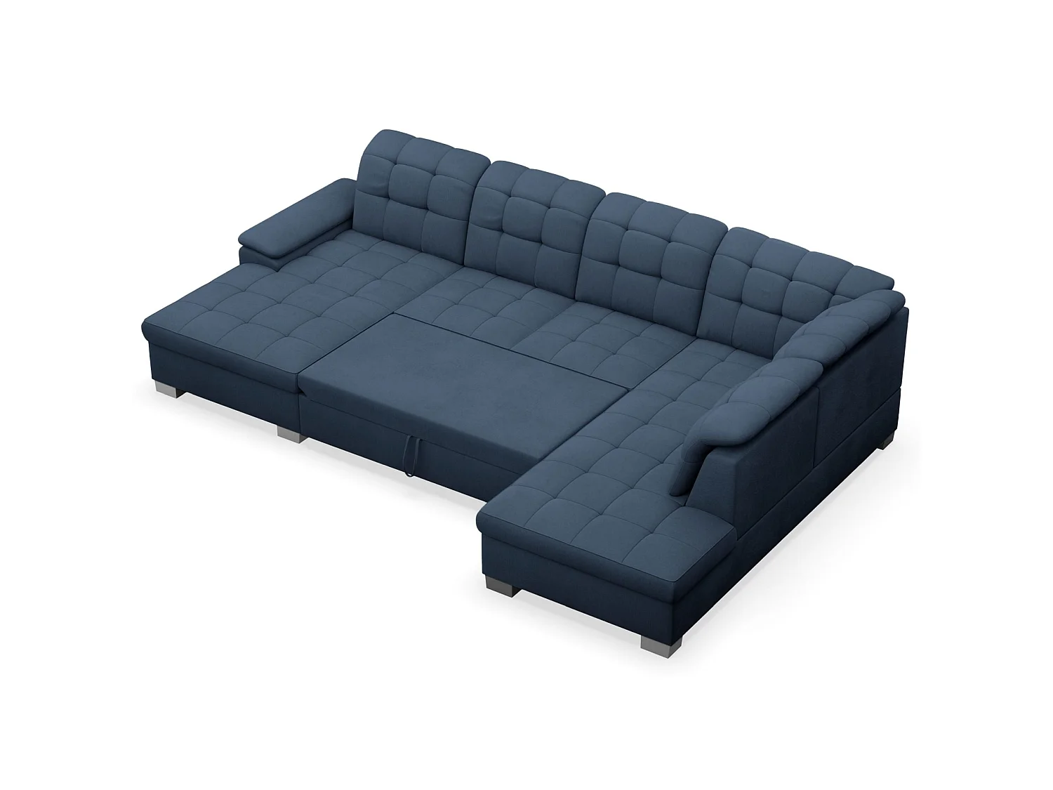 Canapé d'angle U convertible –marine blau tressé– côté gauche – JAMAAL