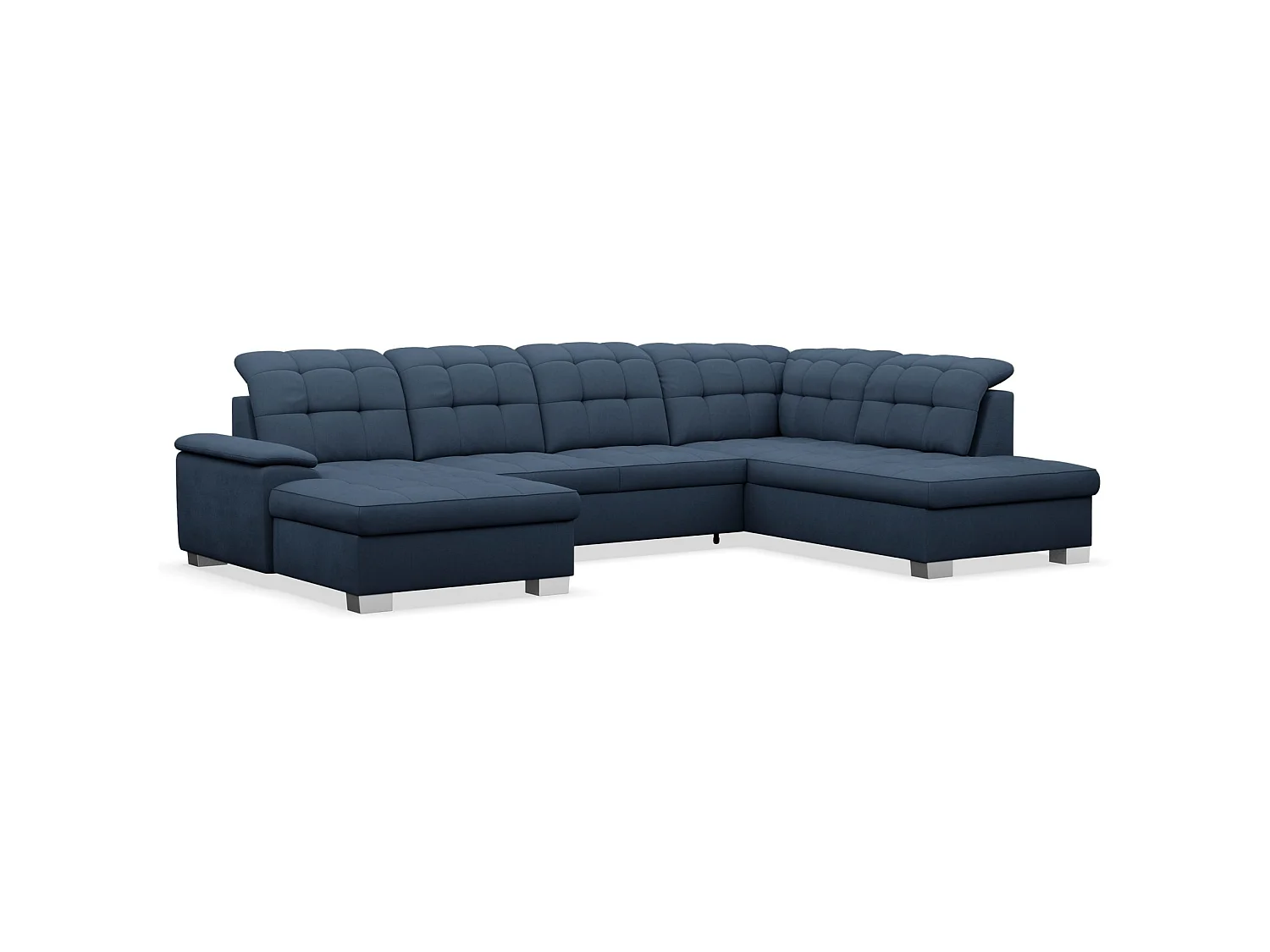 Canapé d'angle U convertible –marine blau tressé– côté gauche – JAMAAL