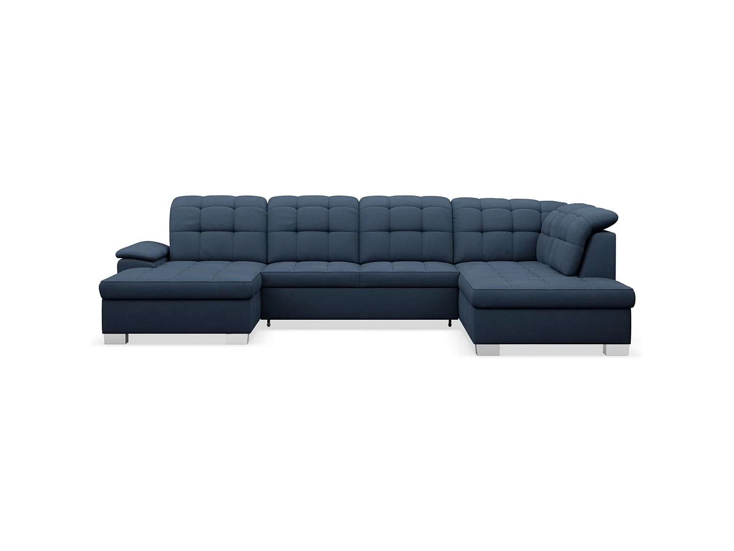 Canapé d'angle U convertible –marine blau tressé– côté gauche – JAMAAL
