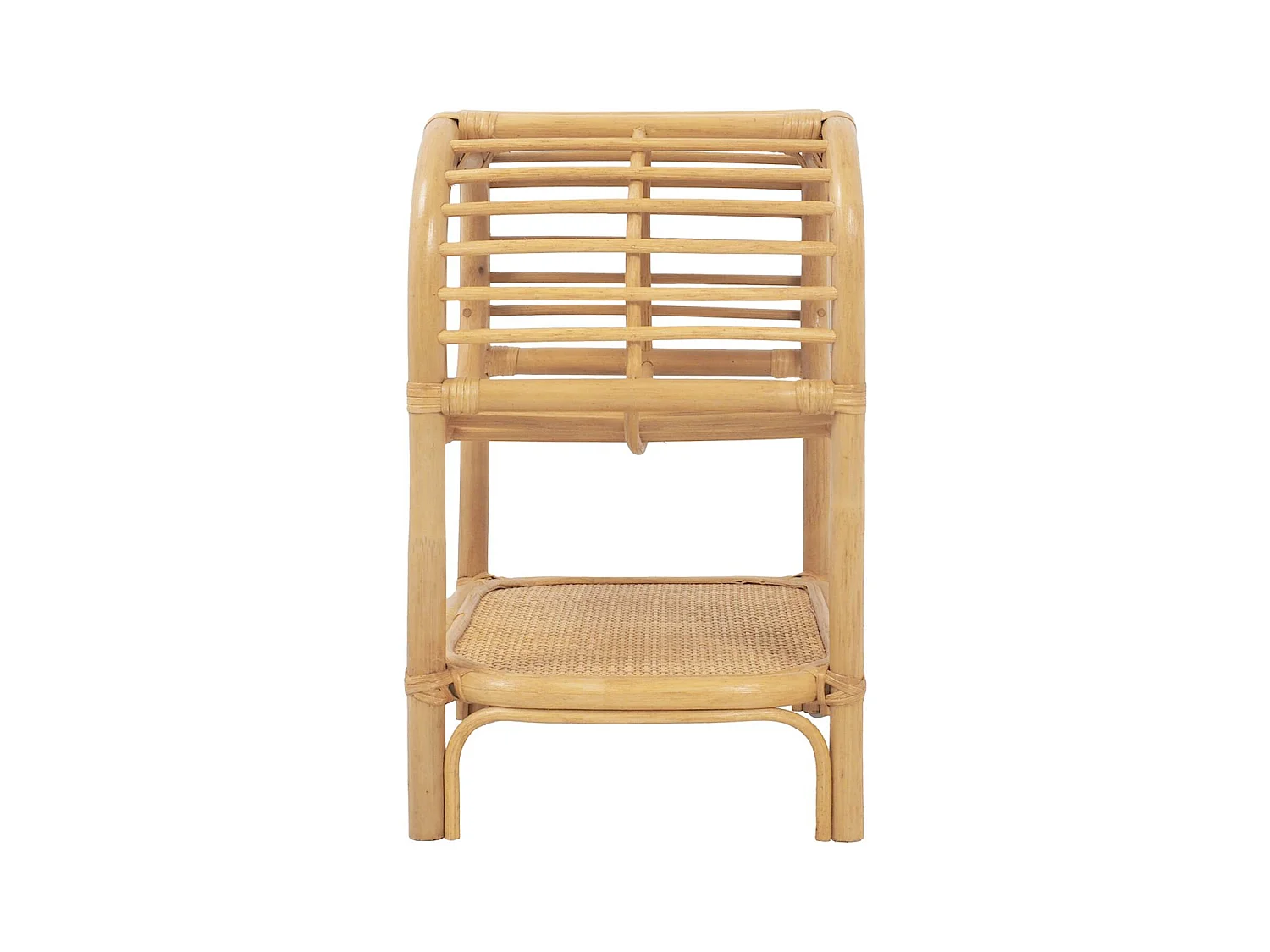 Comodino in rattan naturale curvato 1 ripiano 1 nicchia, marrone