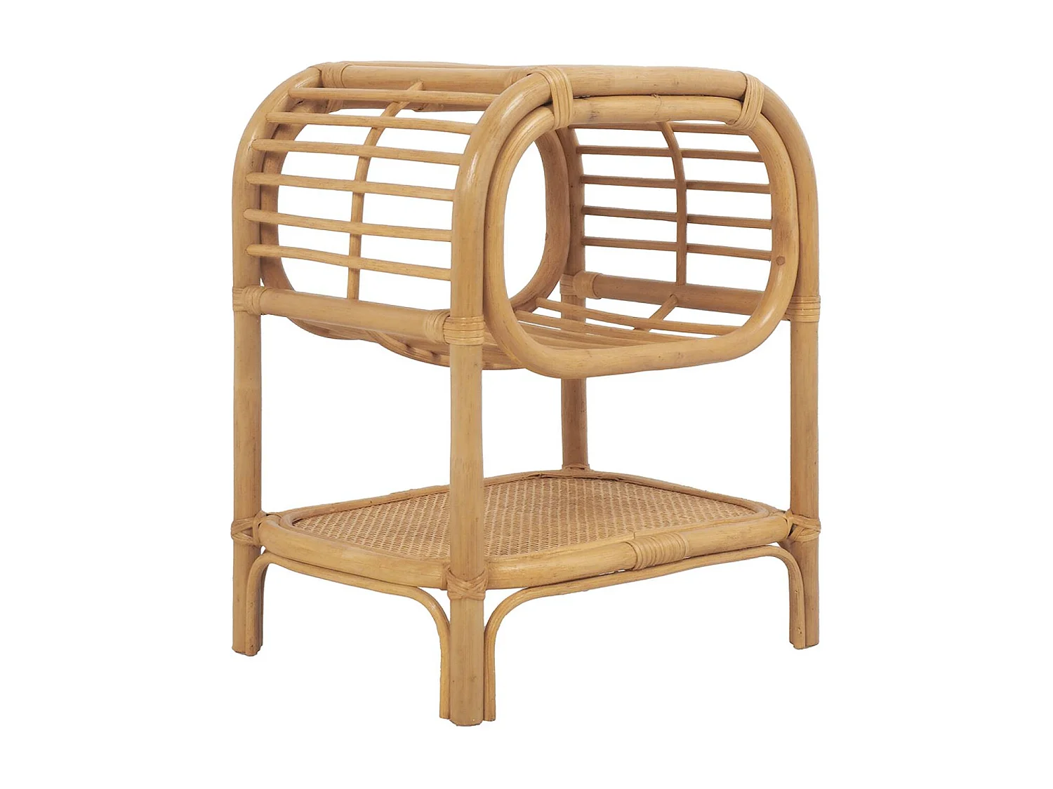 Table de chevet rotin naturel courbé 1 étagère 1 niche L 40 x P 30 x H 50cm - Serang