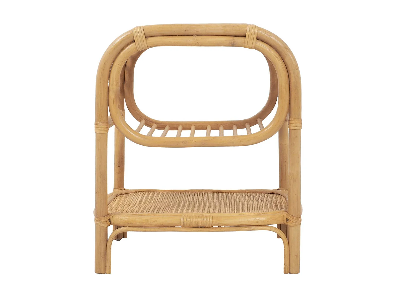 Table de chevet rotin naturel courbé 1 étagère 1 niche L 40 x P 30 x H 50cm - Serang