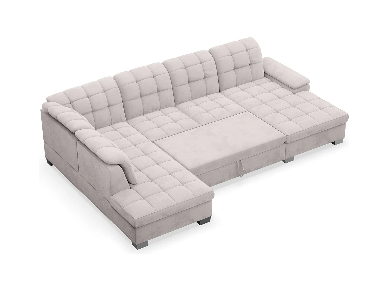 Canapé d'angle U convertible –gris clair– côté droit – JAMAAL