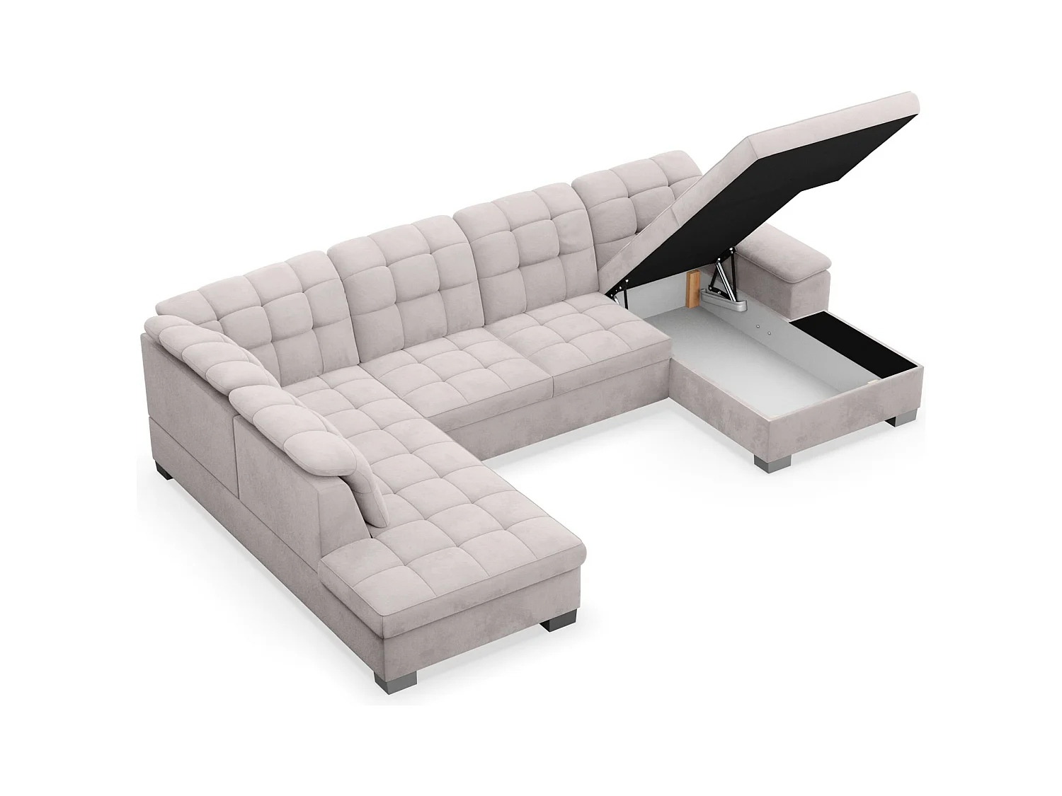 Canapé d'angle U convertible –gris clair– côté droit – JAMAAL