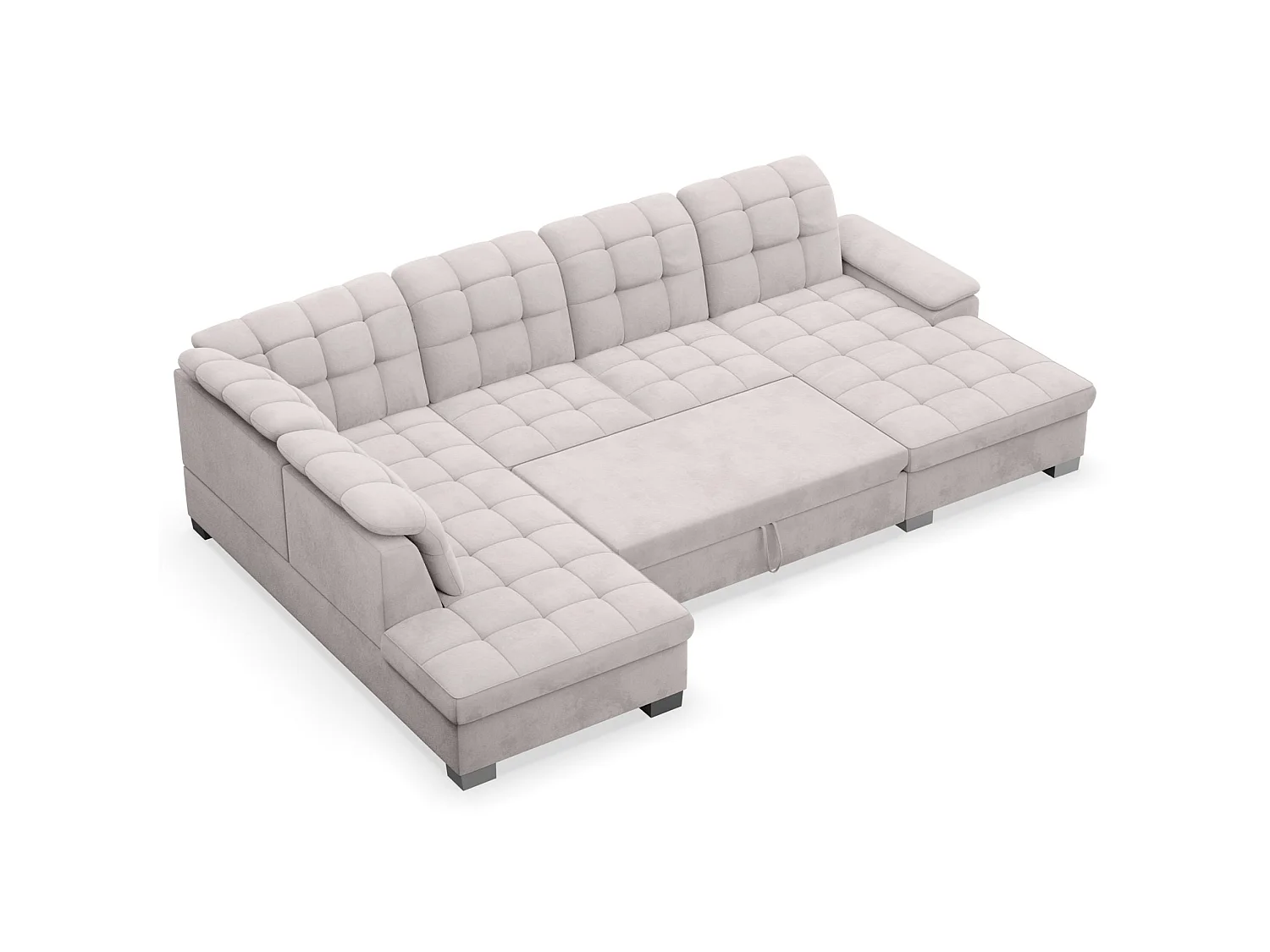 Canapé d'angle U convertible –gris clair– côté droit – JAMAAL