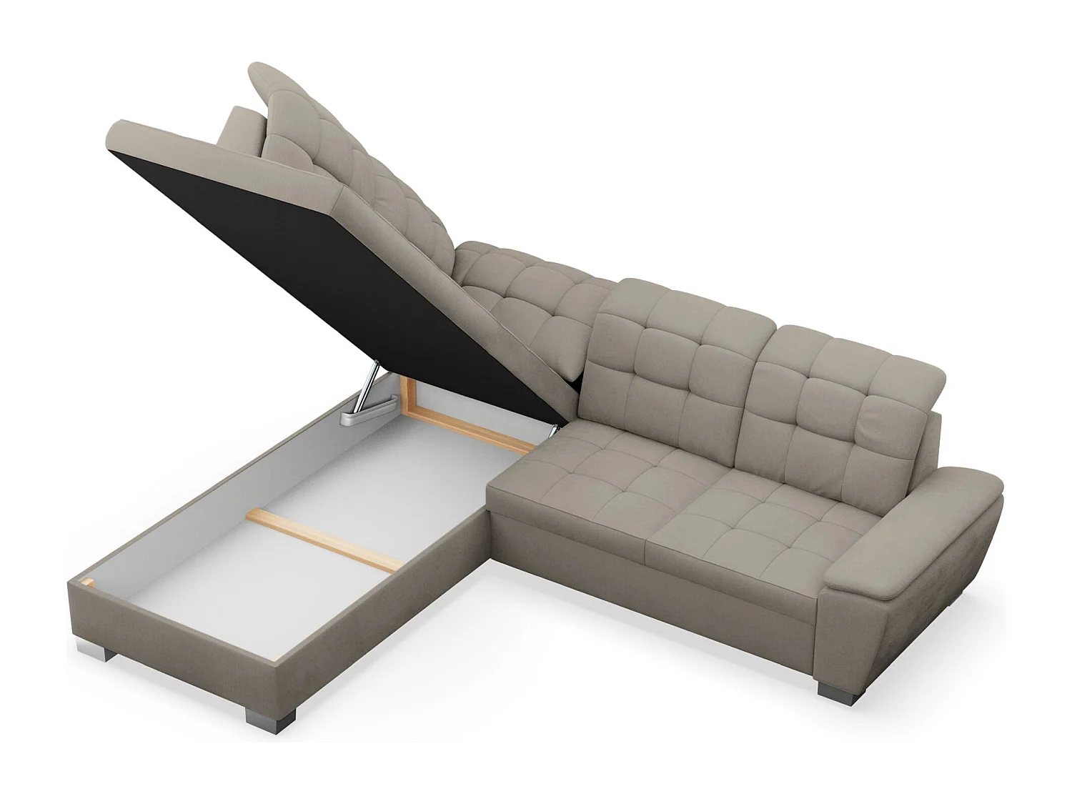 Ecksofa - Schlaffunktion und Stauraum - linksseitig - taupe - JAMAAL