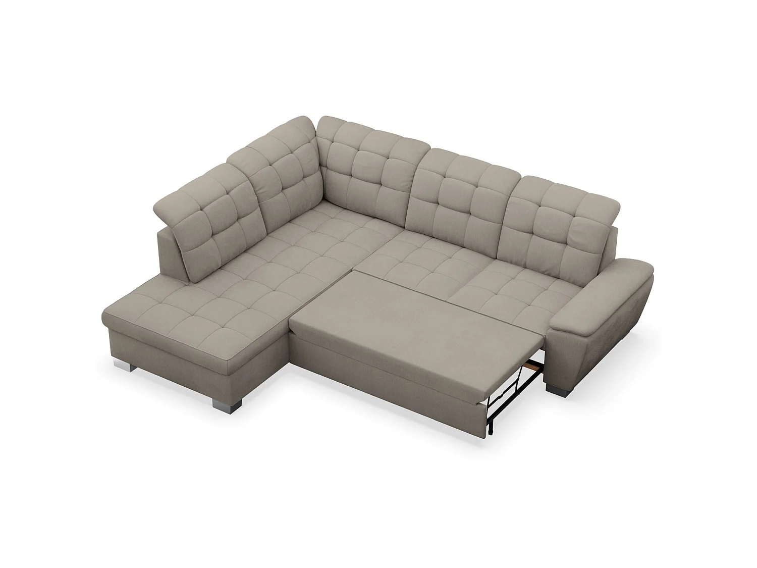 Ecksofa - Schlaffunktion und Stauraum - linksseitig - taupe - JAMAAL