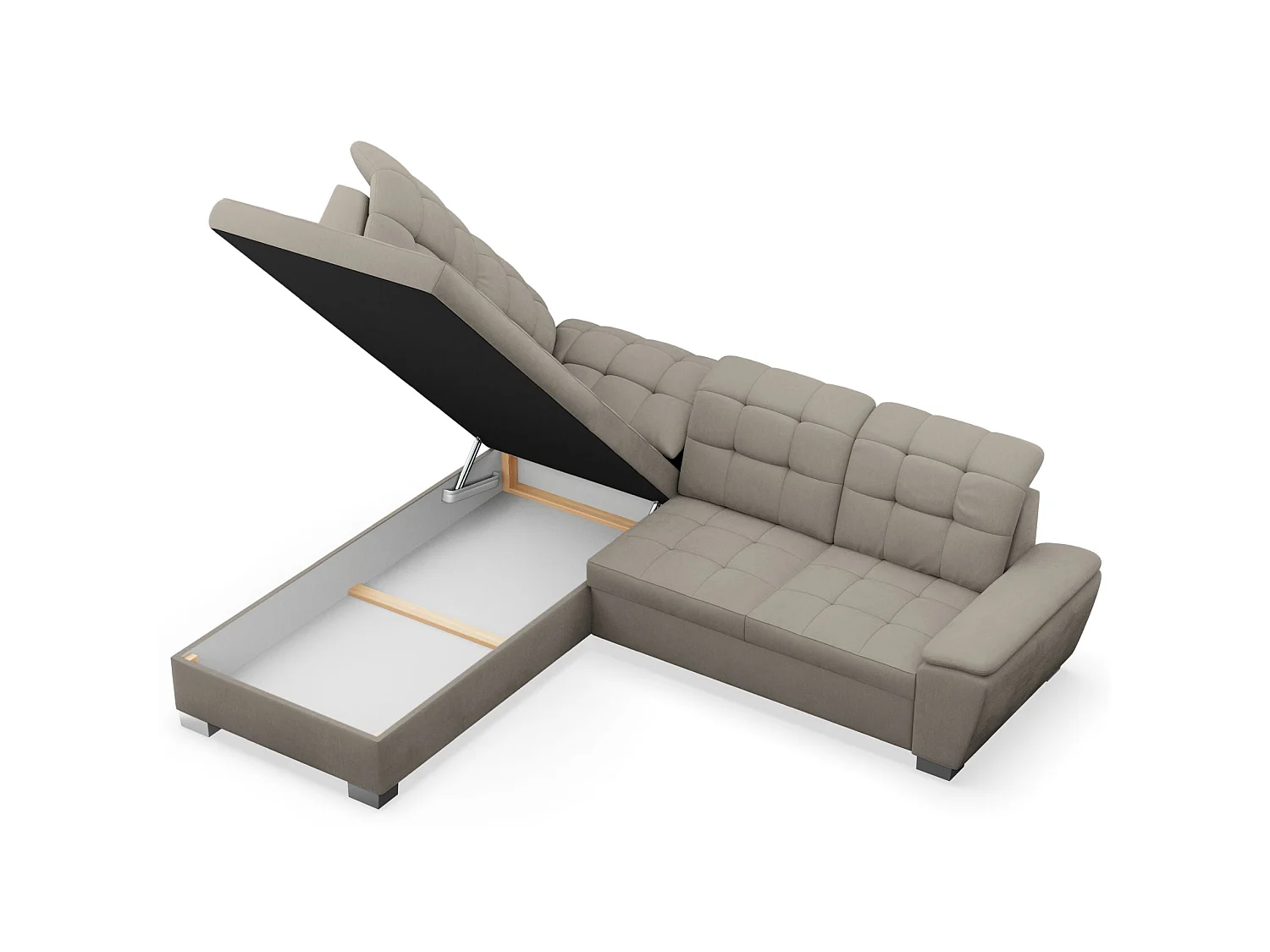 Ecksofa - Schlaffunktion und Stauraum - linksseitig - taupe - JAMAAL
