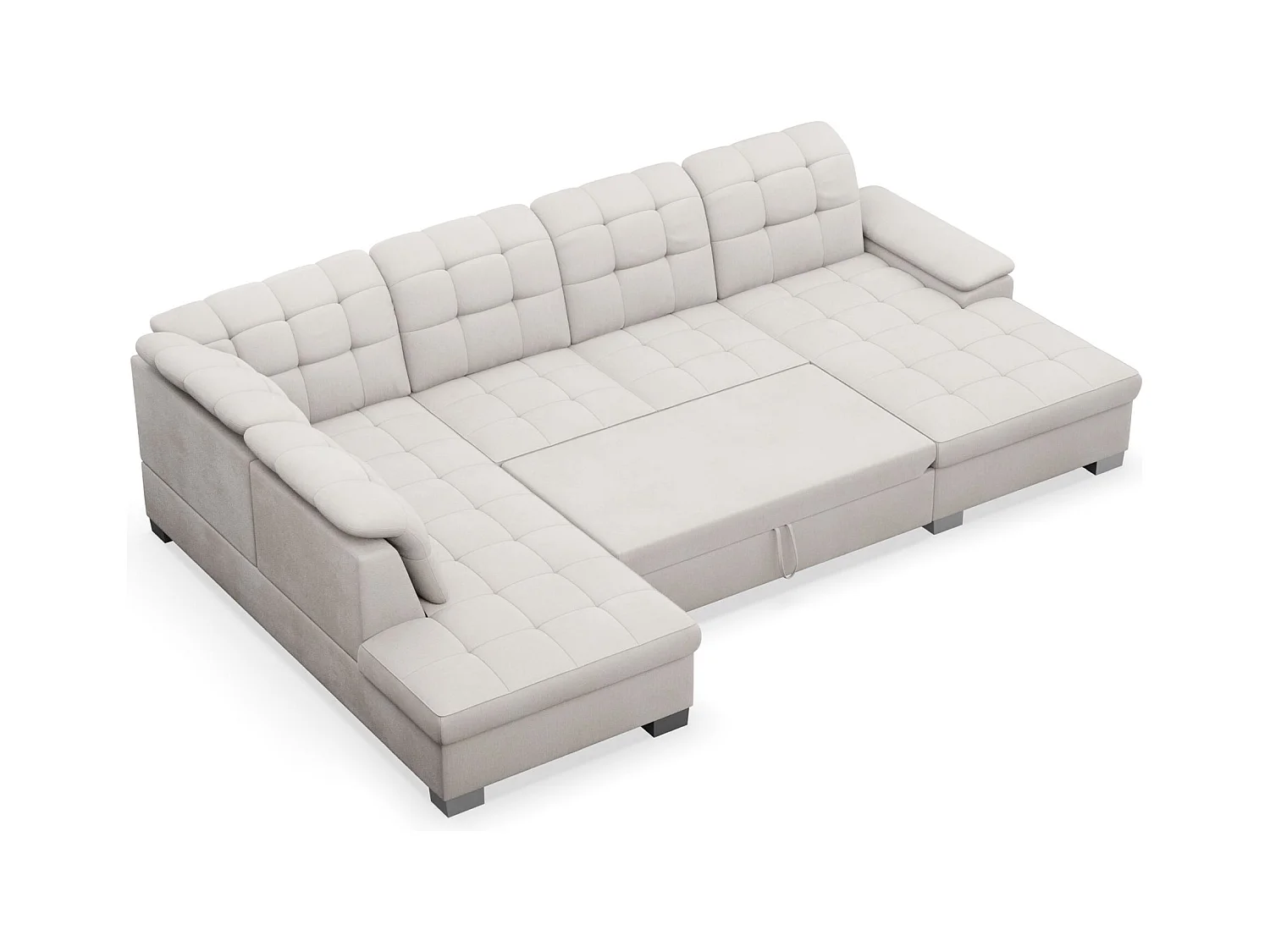 Canapé d'angle U convertible – crème tressé– côté droit – JAMAAL