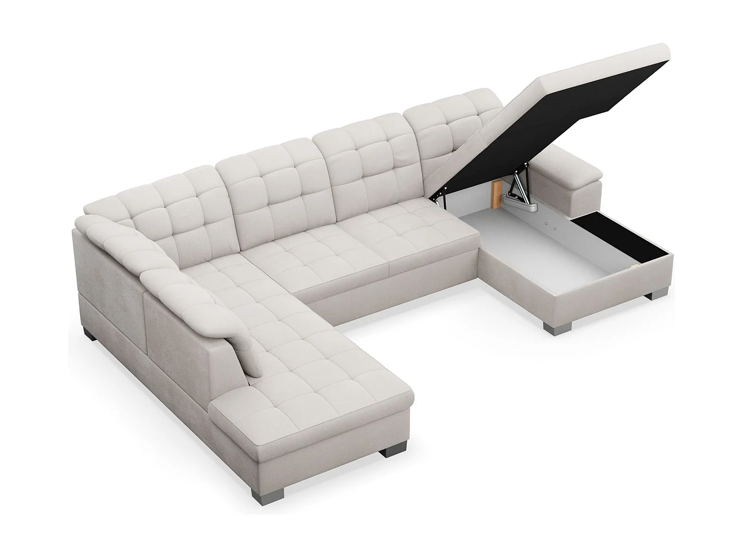 Canapé d'angle U convertible – crème tressé– côté droit – JAMAAL