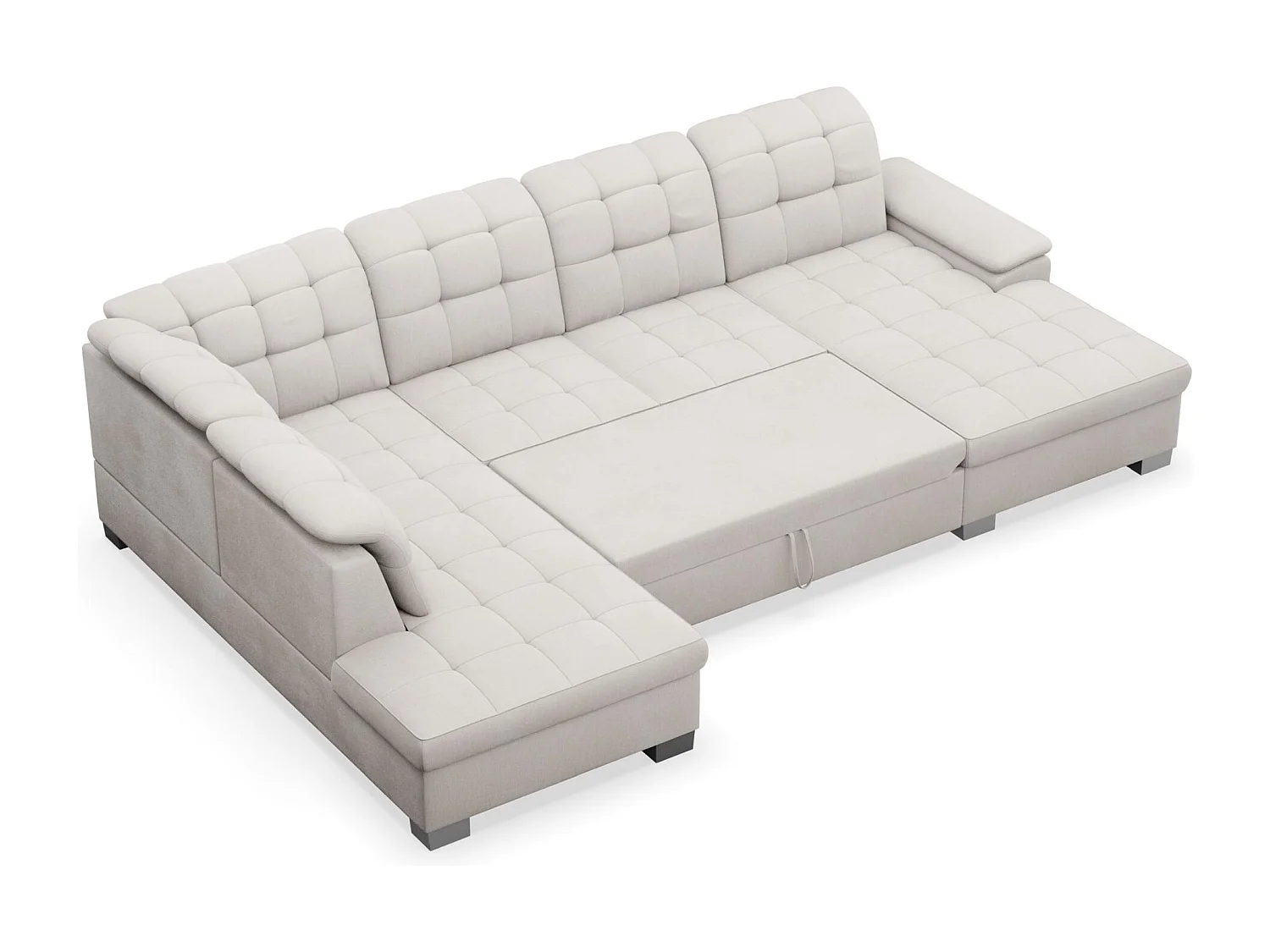 Canapé d'angle U convertible – crème tressé– côté droit – JAMAAL