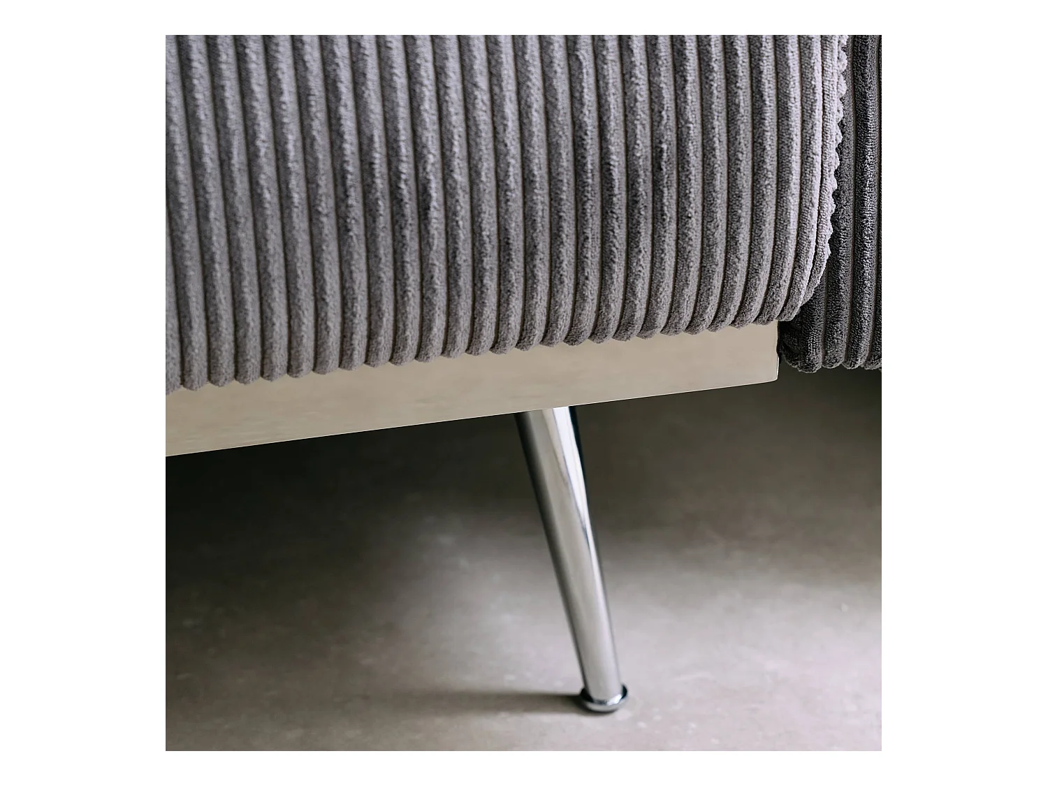 Canapé convertible design en velours côtelé gris foncé - Oskar - 3 places scandinave droit avec pieds métal chromé