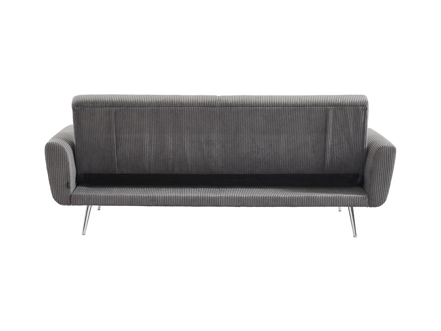 Canapé convertible design en velours côtelé gris foncé - Oskar - 3 places scandinave droit avec pieds métal chromé