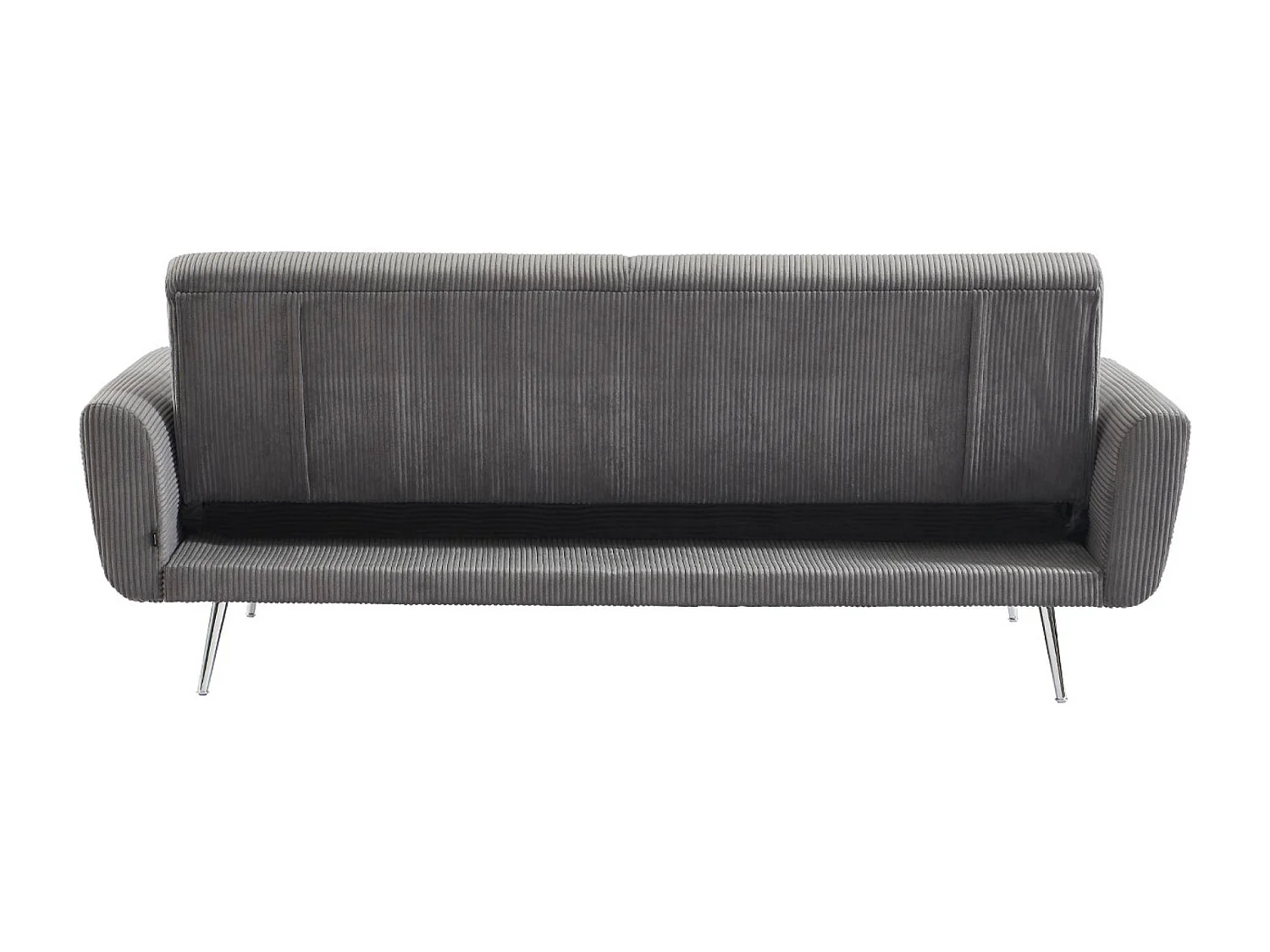 Canapé convertible design en velours côtelé gris foncé - Oskar - 3 places scandinave droit avec pieds métal chromé