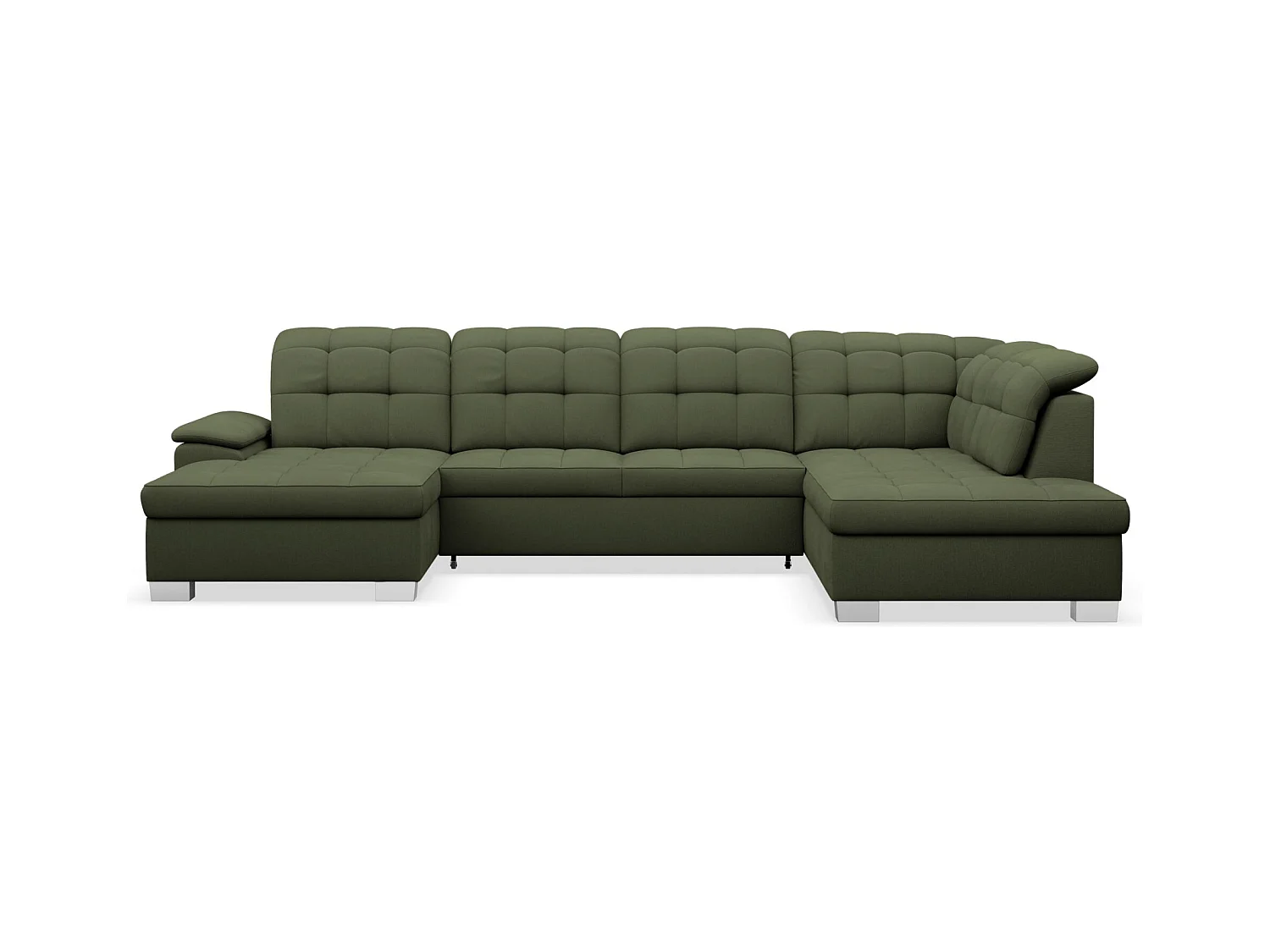 Canapé d'angle U convertible –vert olive tressé– côté gauche – JAMAAL