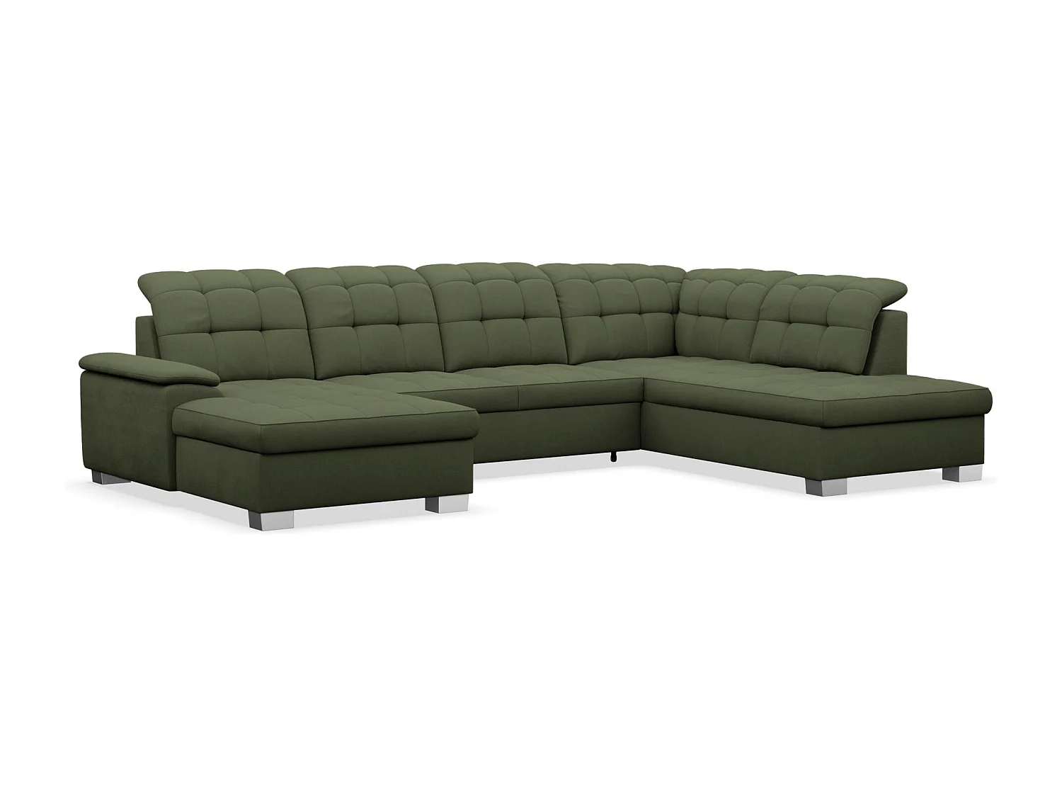Canapé d'angle U convertible –vert olive tressé– côté gauche – JAMAAL