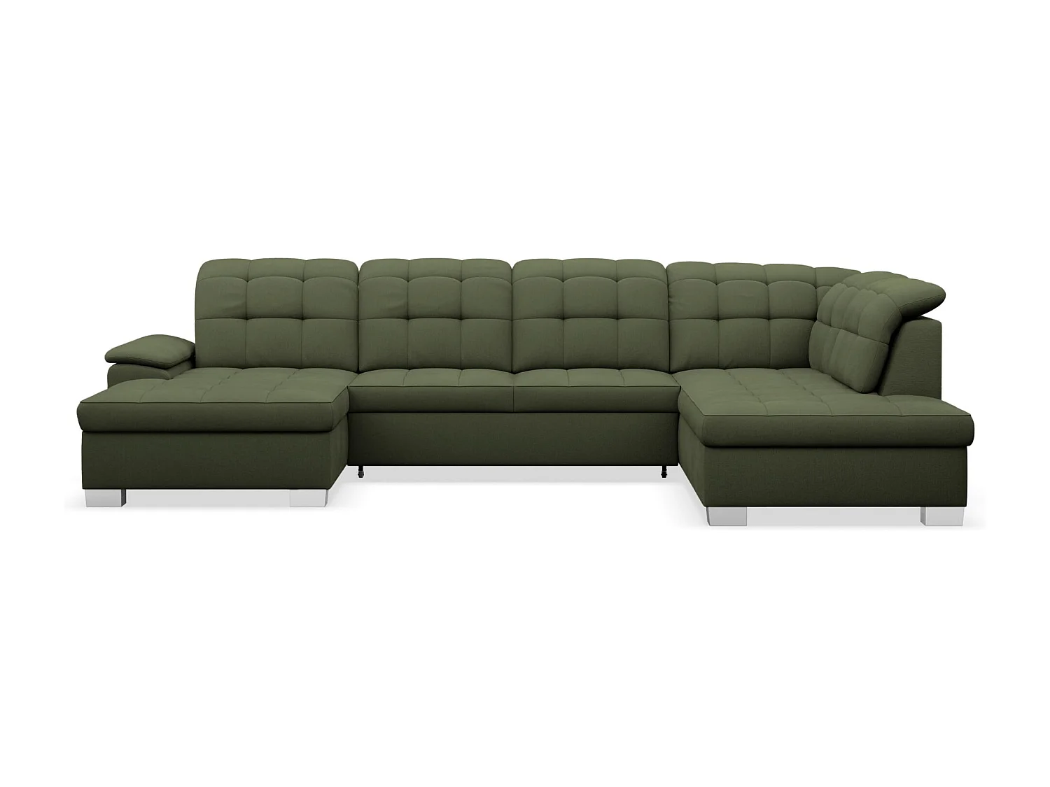 Canapé d'angle U convertible –vert olive tressé– côté gauche – JAMAAL