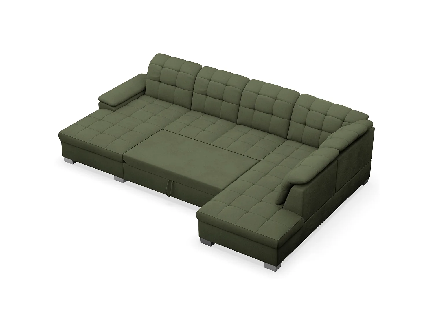 Wohnlandschaft - Schlaffunktion und Stauraum - linksseitig - khaki - JAMAAL