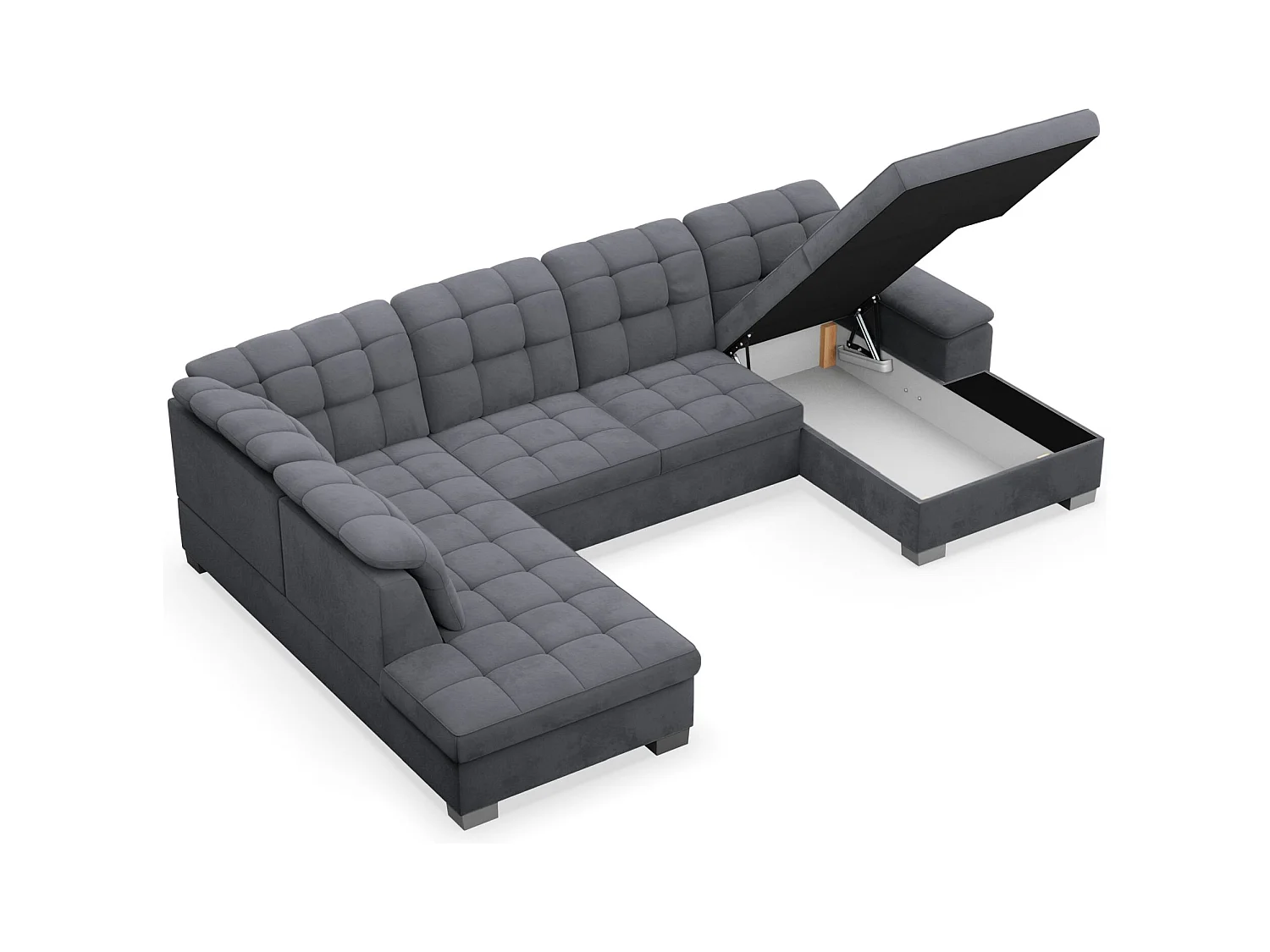 Canapé d'angle U convertible –gris foncé– côté droit – JAMAAL