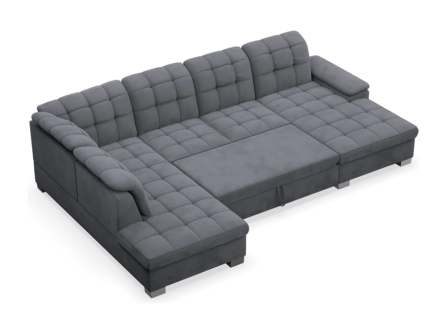 Wohnlandschaft - Schlaffunktion und Veloursbezug - rechts - dunkelgrau - JAMAAL