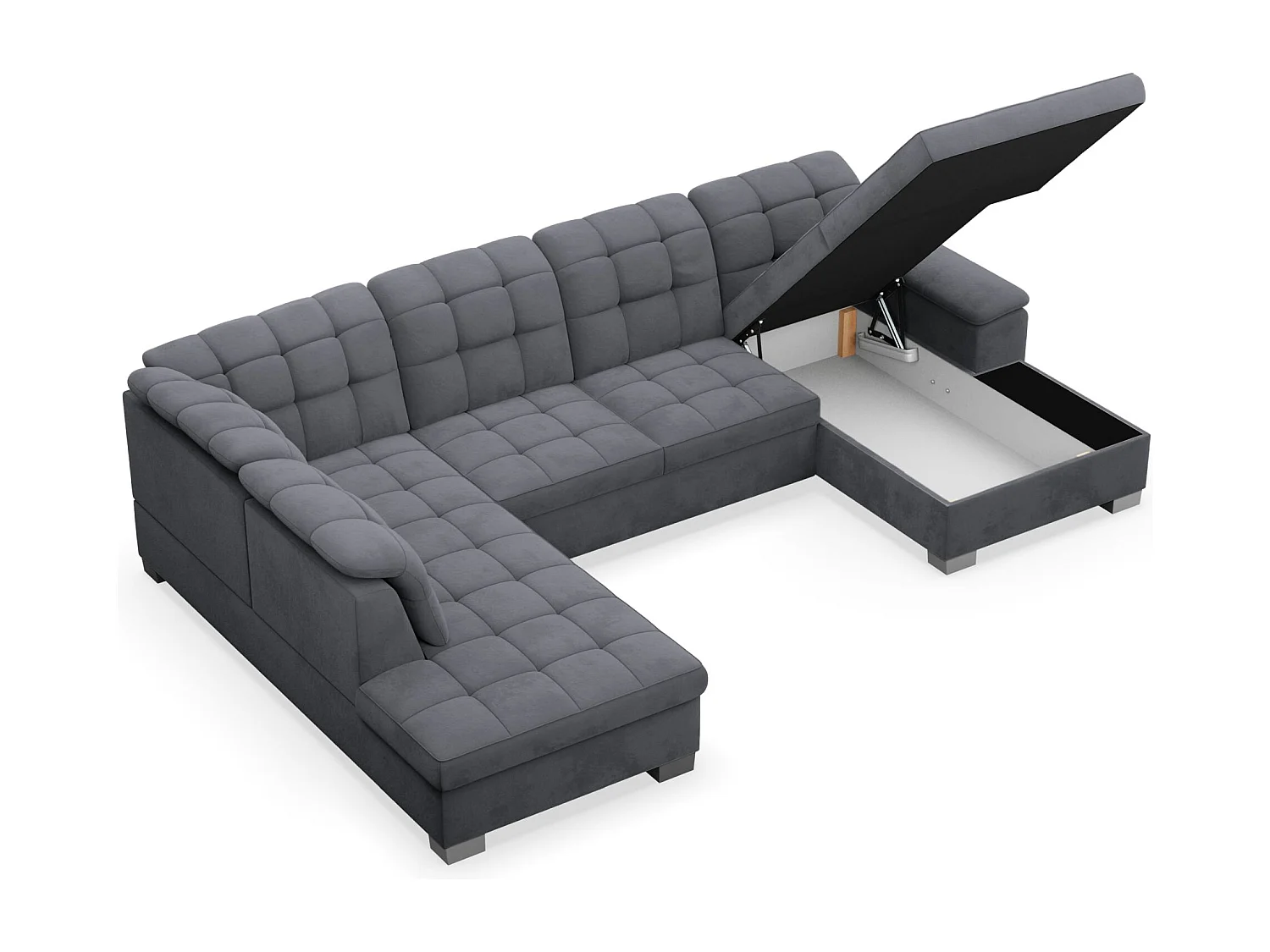 Wohnlandschaft - Schlaffunktion und Veloursbezug - rechts - dunkelgrau - JAMAAL