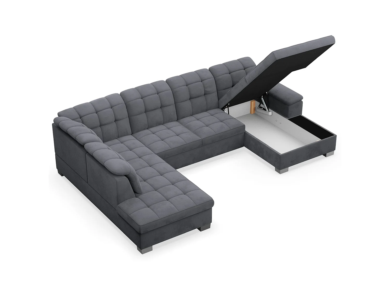 Canapé d'angle U convertible –gris foncé– côté droit – JAMAAL