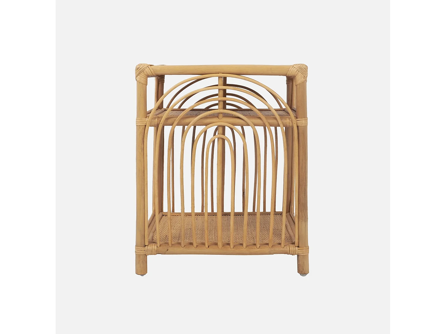 Comodino in rattan 1 ripiano 1 vano portaoggetti, marrone naturale