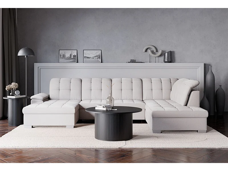 Wohnlandschaft - Schlaffunktion und Stauraum - linksseitig - creme - JAMAAL