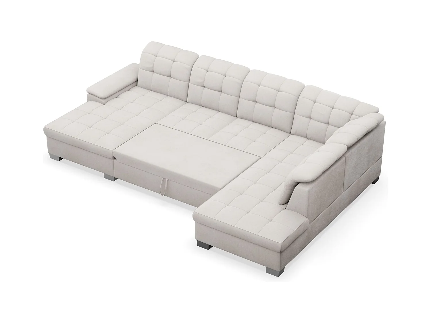 Canapé d'angle U convertible – crème tressé– côté gauche – JAMAAL