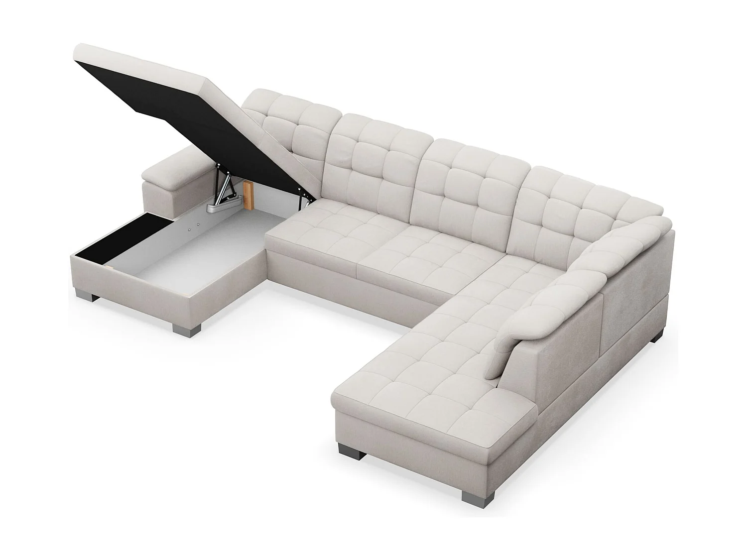 Wohnlandschaft - Schlaffunktion und Stauraum - linksseitig - creme - JAMAAL