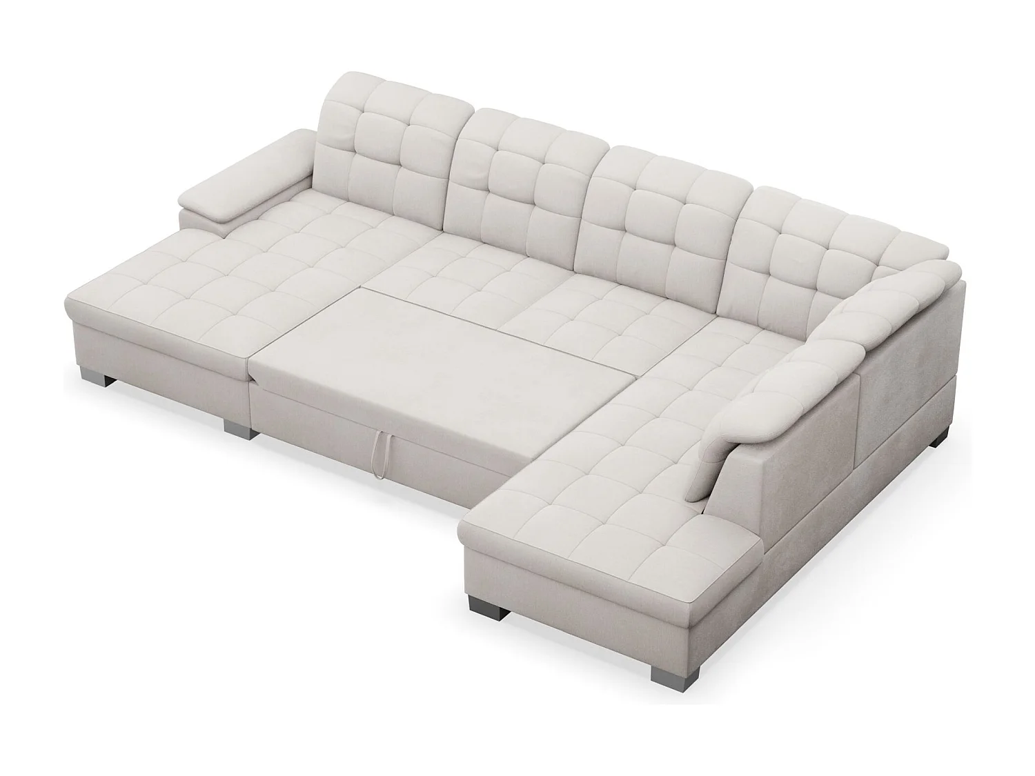 Canapé d'angle U convertible – crème tressé– côté gauche – JAMAAL