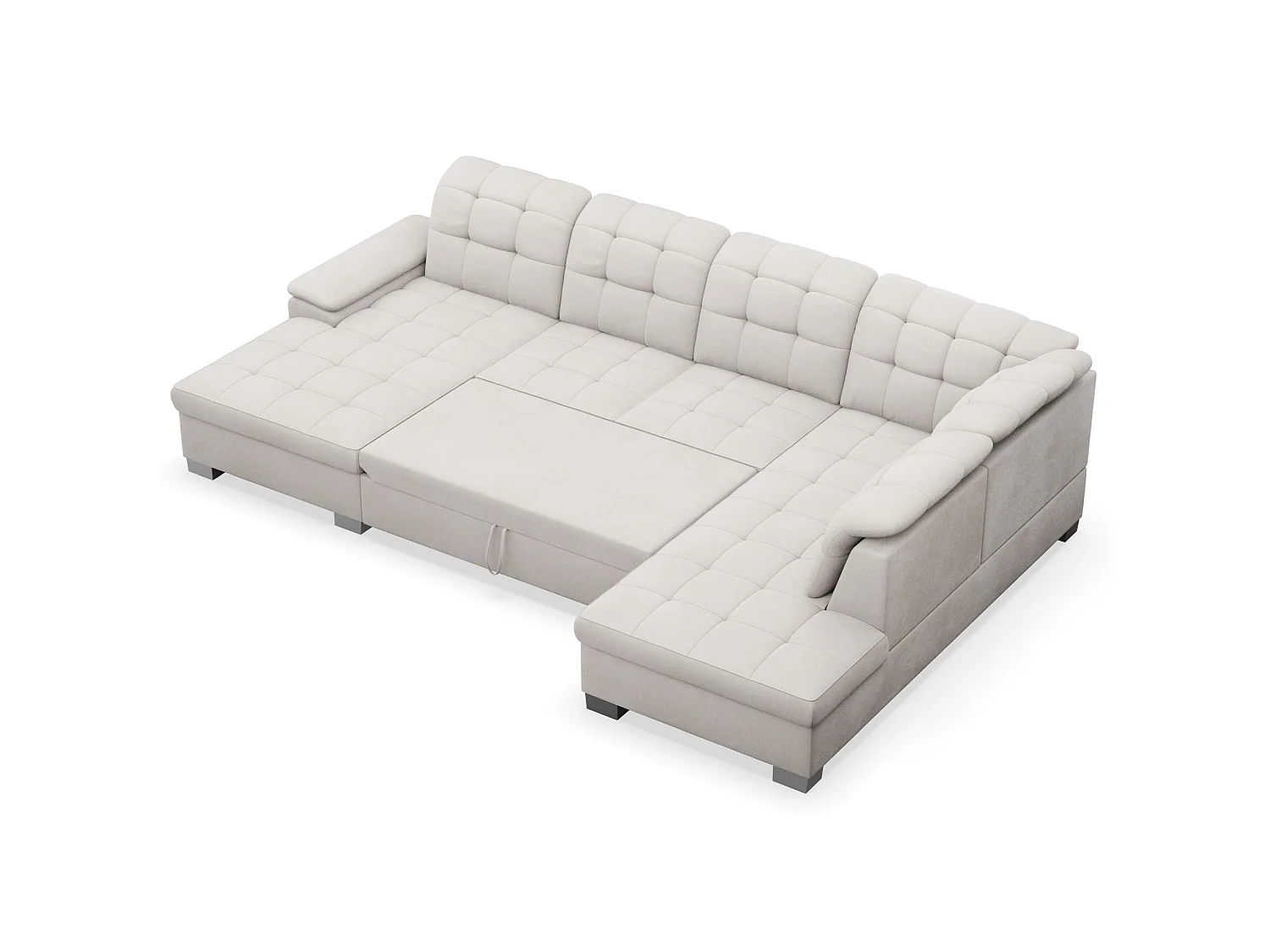 Wohnlandschaft - Schlaffunktion und Stauraum - linksseitig - creme - JAMAAL