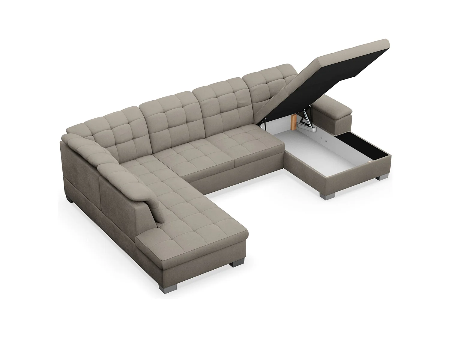 Canapé d'angle U convertible – grège tressé– côté droit – JAMAAL