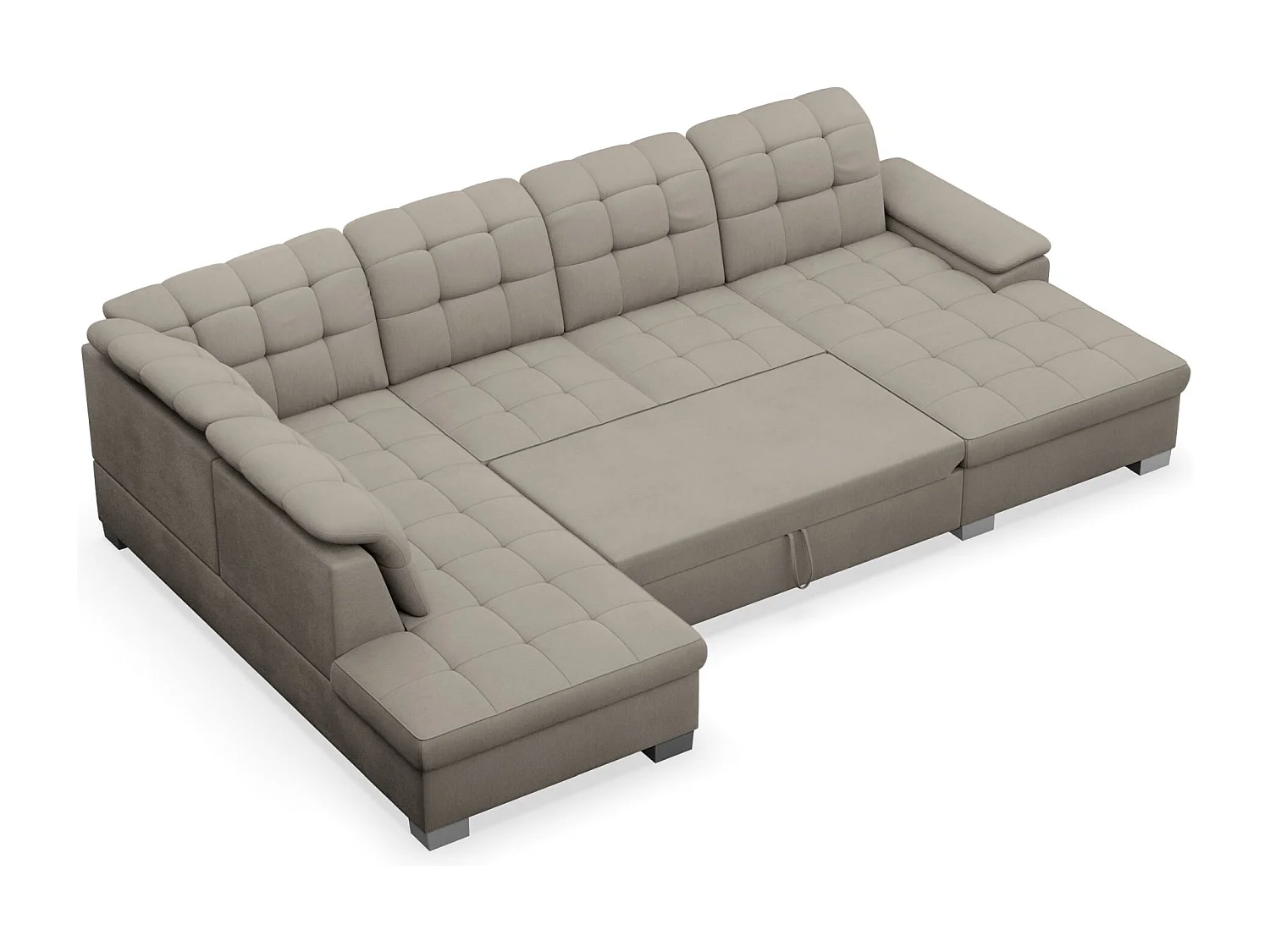Canapé d'angle U convertible – grège tressé– côté droit – JAMAAL