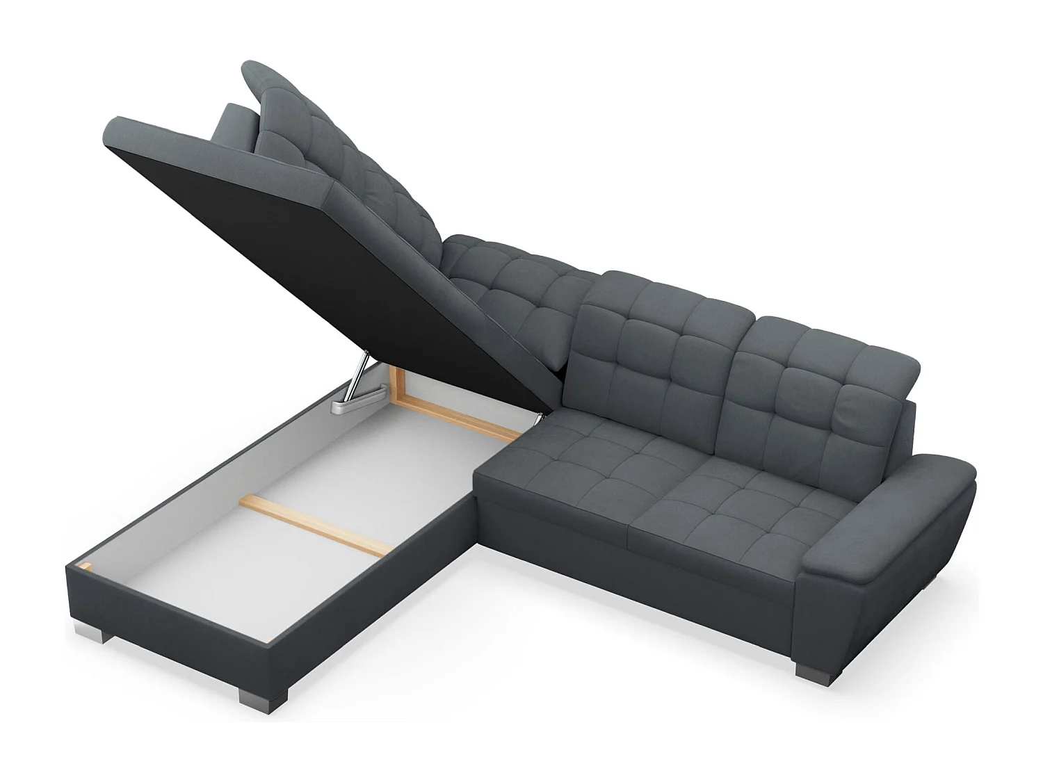 Ecksofa - Schlaffunktion und Stauraum - linksseitig - dunkelgrau - JAMAAL