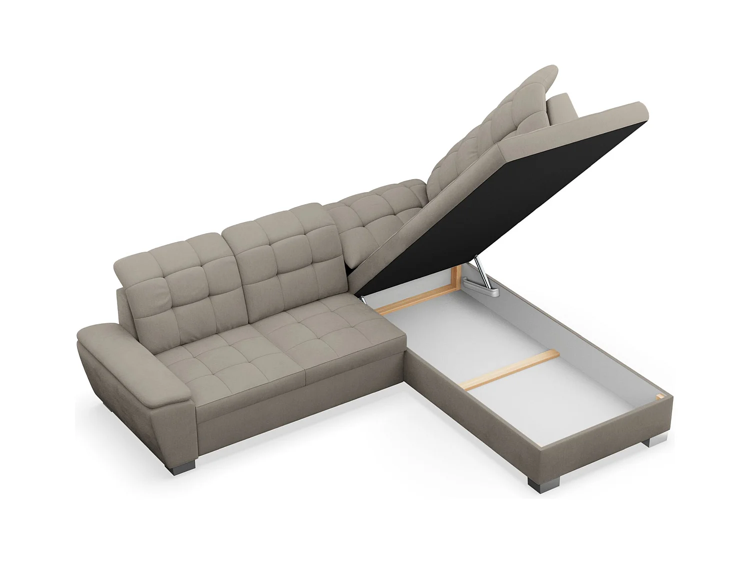 Canapé d'angle convertible L – grège– côté droit – JAMAAL